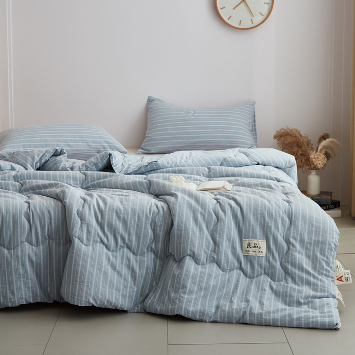 91家纺网 家纺一手货源 找家纺 尊妙被业 2026新款全棉色织水洗棉春秋被夏被-叠拍 乐事-兰