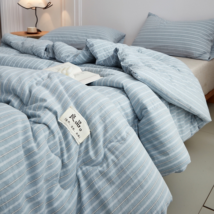 91家纺网 家纺一手货源 找家纺 尊妙被业 2026新款全棉色织水洗棉春秋被夏被-叠拍 乐事-兰