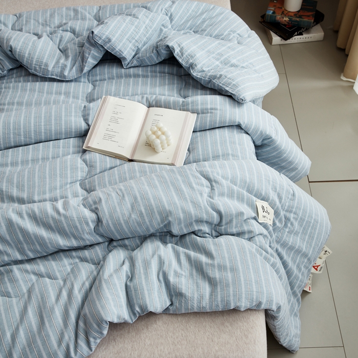 91家纺网 家纺一手货源 找家纺 尊妙被业 2026新款全棉色织水洗棉春秋被夏被-叠拍 乐事-兰