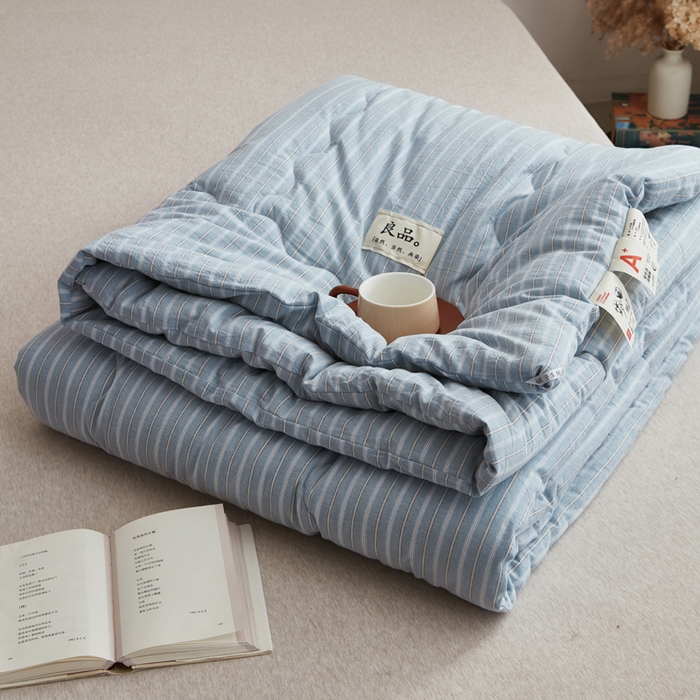 91家纺网 家纺一手货源 找家纺 尊妙被业 2026新款全棉色织水洗棉春秋被夏被-叠拍 乐事-兰