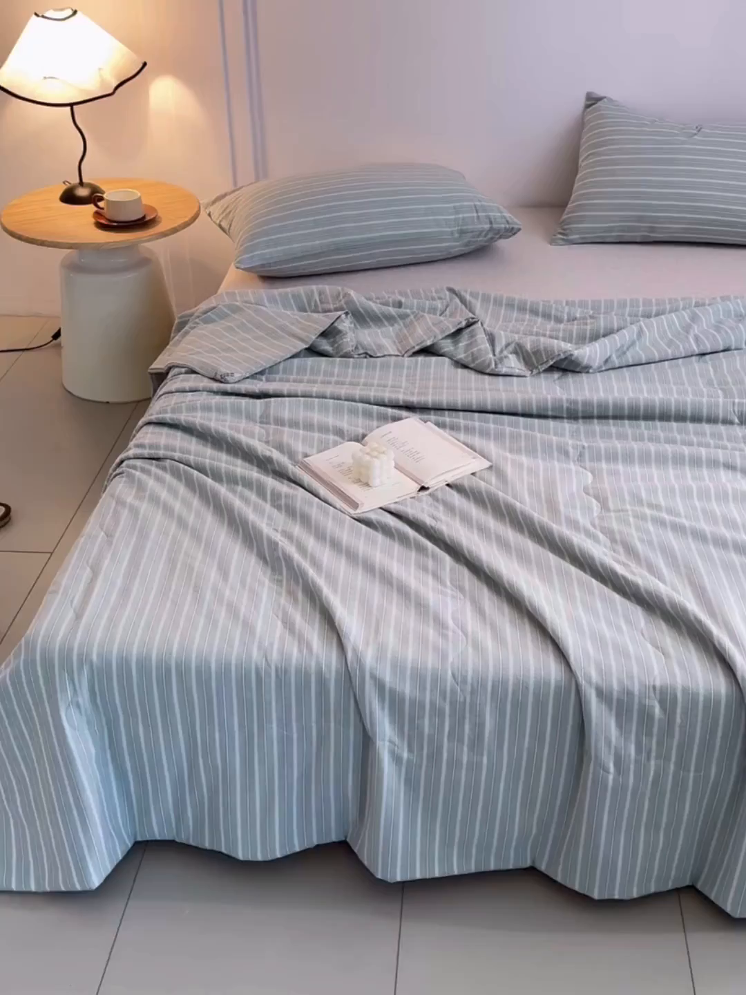 91家纺网 家纺一手货源 找家纺 尊妙被业 2026新款全棉色织水洗棉春秋被夏被-叠拍 乐事-绿