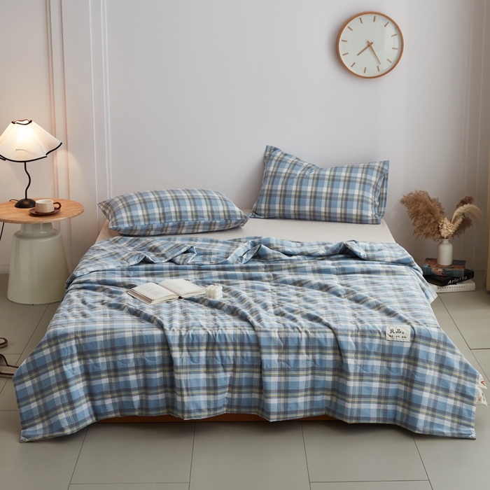 91家纺网 家纺一手货源 找家纺 尊妙被业 2026新款全棉色织水洗棉春秋被夏被-叠拍 莫妮-兰