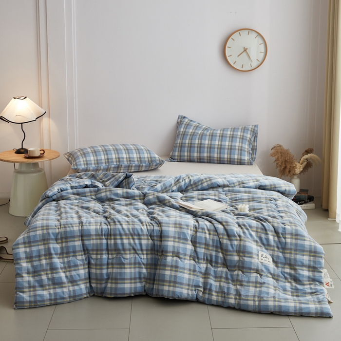 91家纺网 家纺一手货源 找家纺 尊妙被业 2026新款全棉色织水洗棉春秋被夏被-叠拍 莫妮-兰