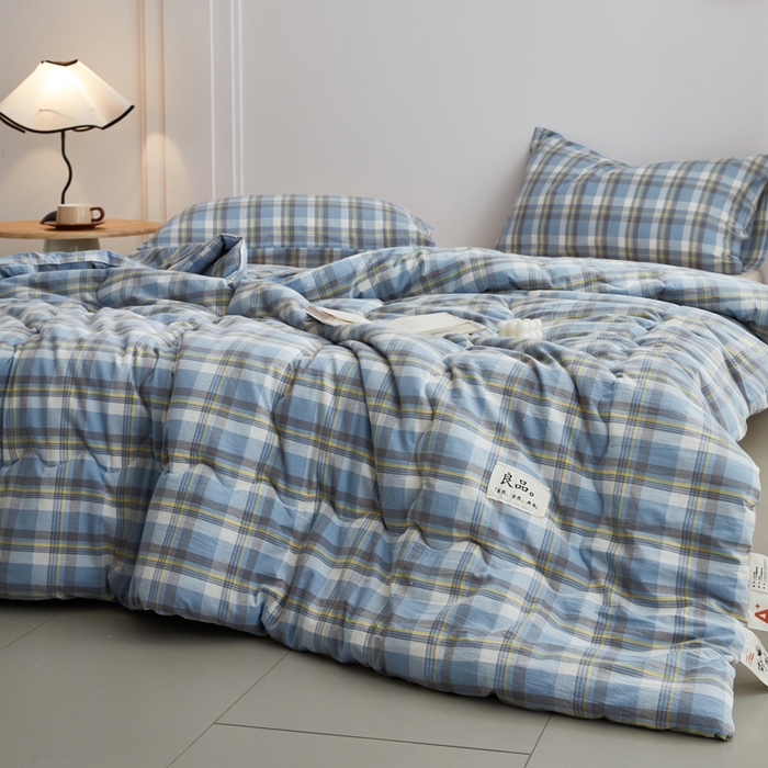 91家纺网 家纺一手货源 找家纺 尊妙被业 2026新款全棉色织水洗棉春秋被夏被-叠拍 莫妮-兰