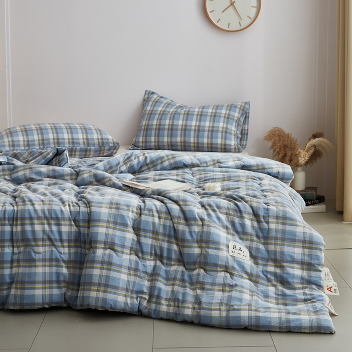 91家纺网 家纺一手货源 找家纺 尊妙被业 2026新款全棉色织水洗棉春秋被夏被-叠拍 莫妮-兰