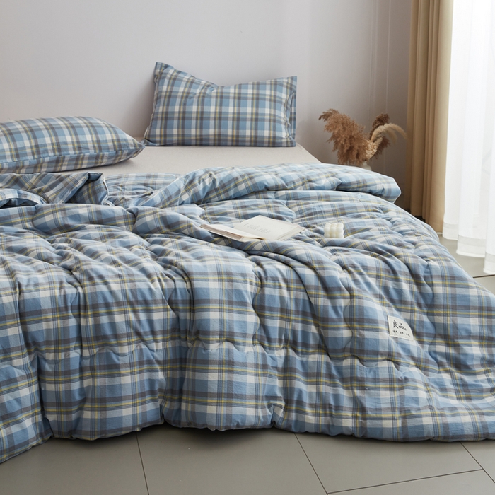 91家纺网 家纺一手货源 找家纺 尊妙被业 2026新款全棉色织水洗棉春秋被夏被-叠拍 莫妮-兰