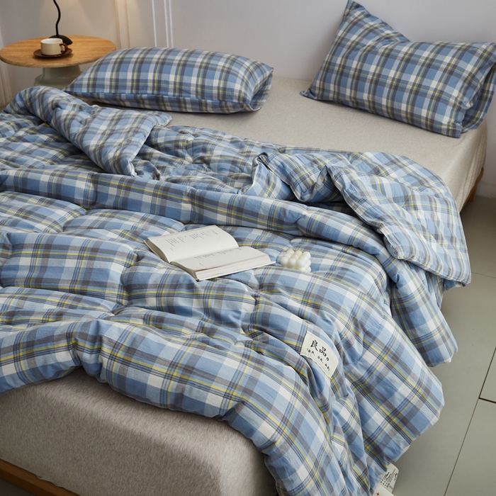 91家纺网 家纺一手货源 找家纺 尊妙被业 2026新款全棉色织水洗棉春秋被夏被-叠拍 莫妮-兰