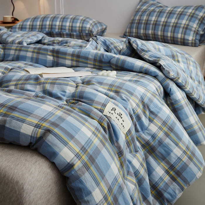 91家纺网 家纺一手货源 找家纺 尊妙被业 2026新款全棉色织水洗棉春秋被夏被-叠拍 莫妮-兰