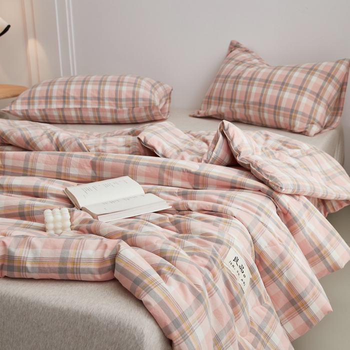 91家纺网 家纺一手货源 找家纺 尊妙被业 2026新款全棉色织水洗棉春秋被夏被-叠拍 莫妮-玉