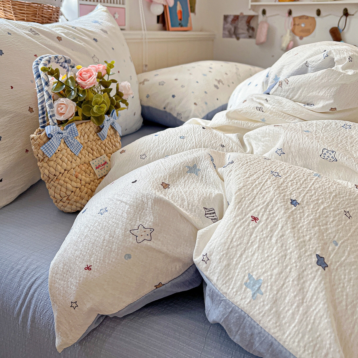 91家纺网 家纺一手货源 找家纺 （总）N先生+V 13814689556 发大图/买家秀 2026春夏新款泡芙云感双层纱四件套