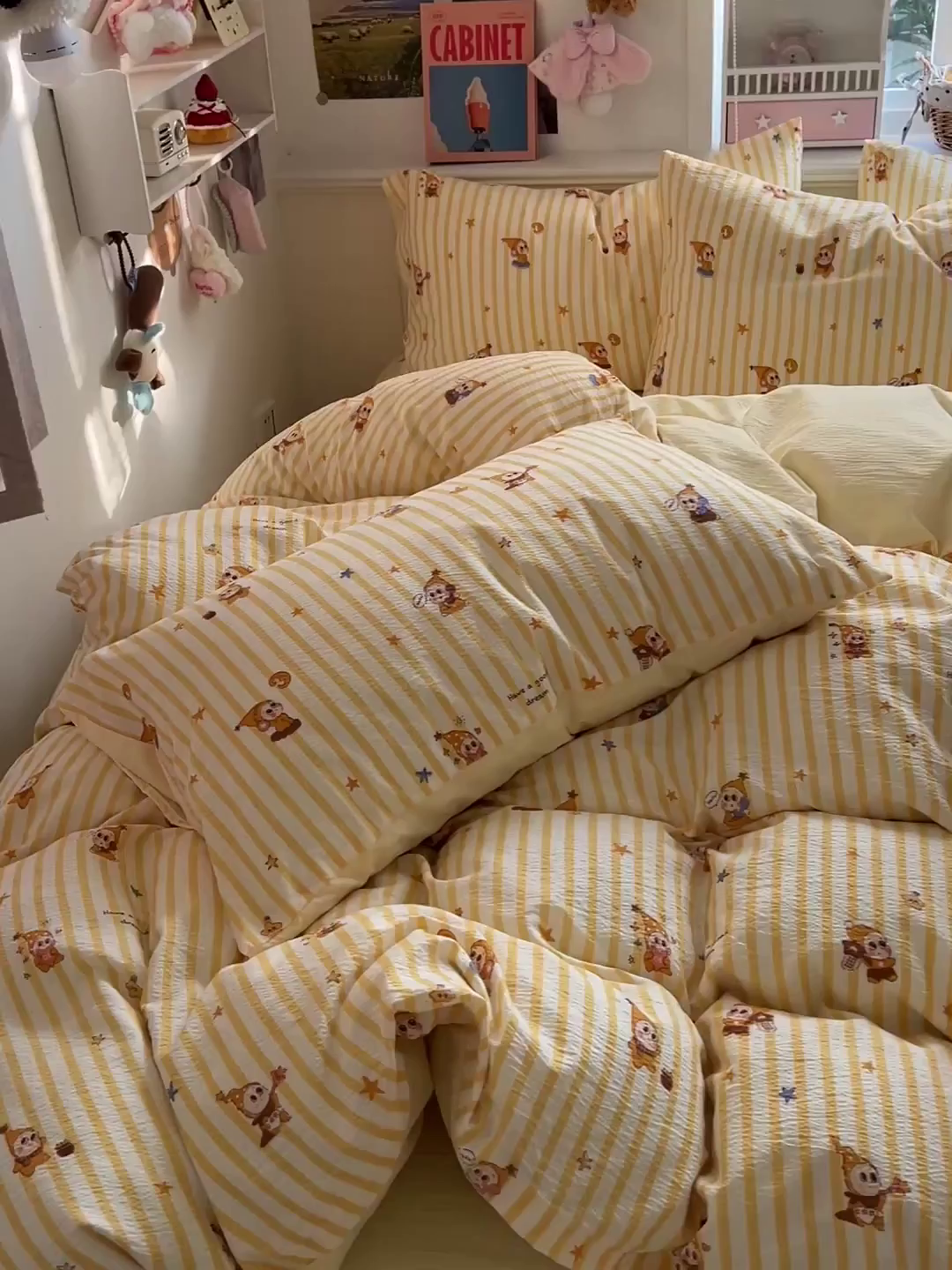 91家纺网 家纺一手货源 找家纺 N先生+V 13814689556 发大图/买家秀 2026春夏新款泡芙云感双层纱四件套 可爱萌星