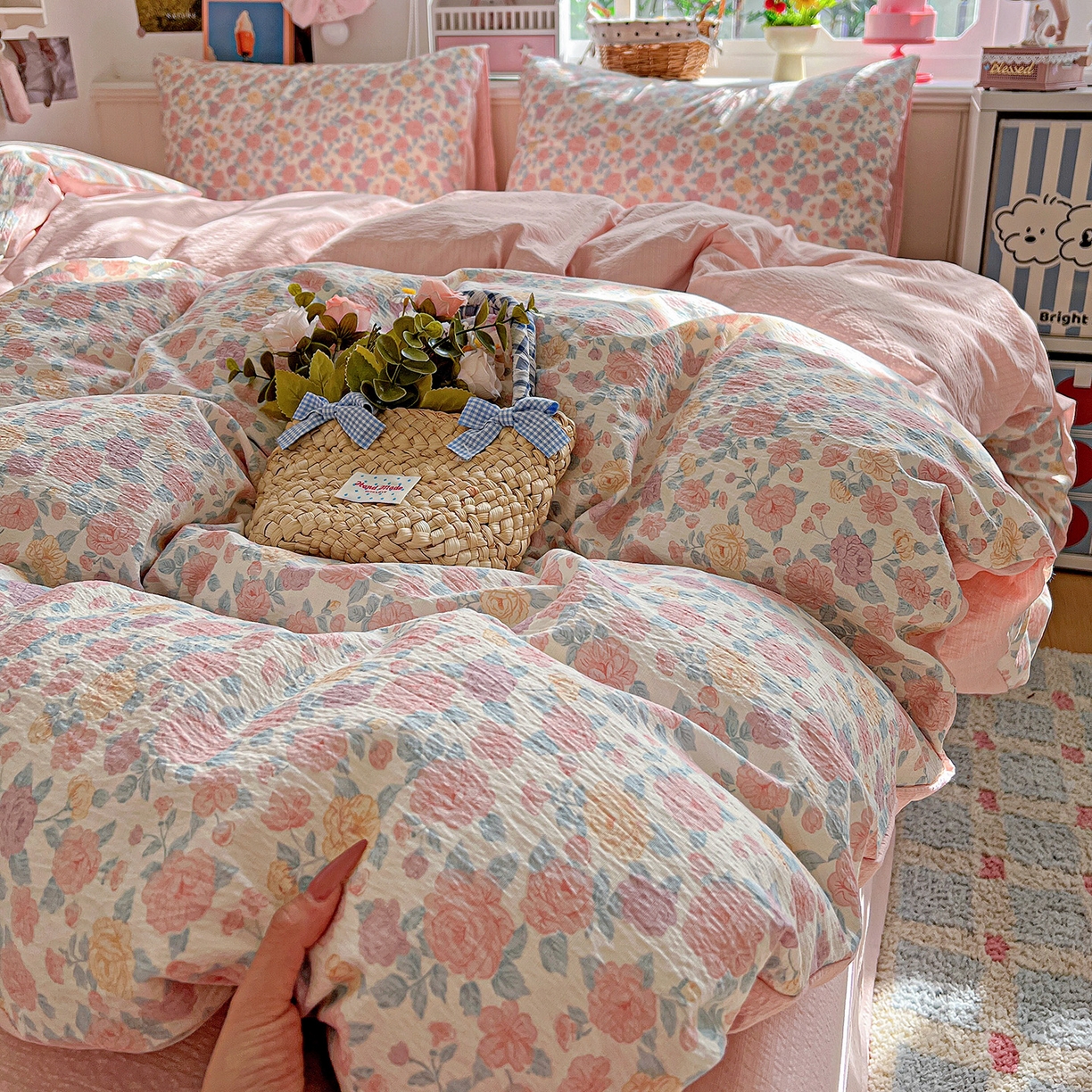 N先生+V 13814689556 发大图/买家秀 2026春夏新款泡芙云感双层纱四件套 春风里