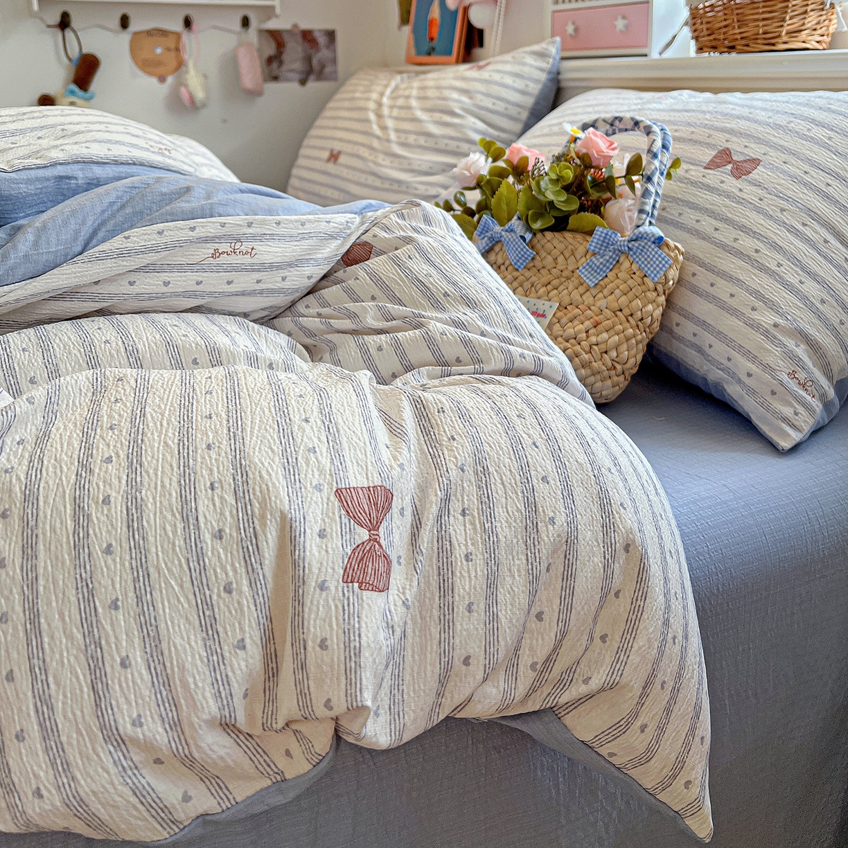 91家纺网 家纺一手货源 找家纺 N先生+V 13814689556 发大图/买家秀 2026春夏新款泡芙云感双层纱四件套 可颂