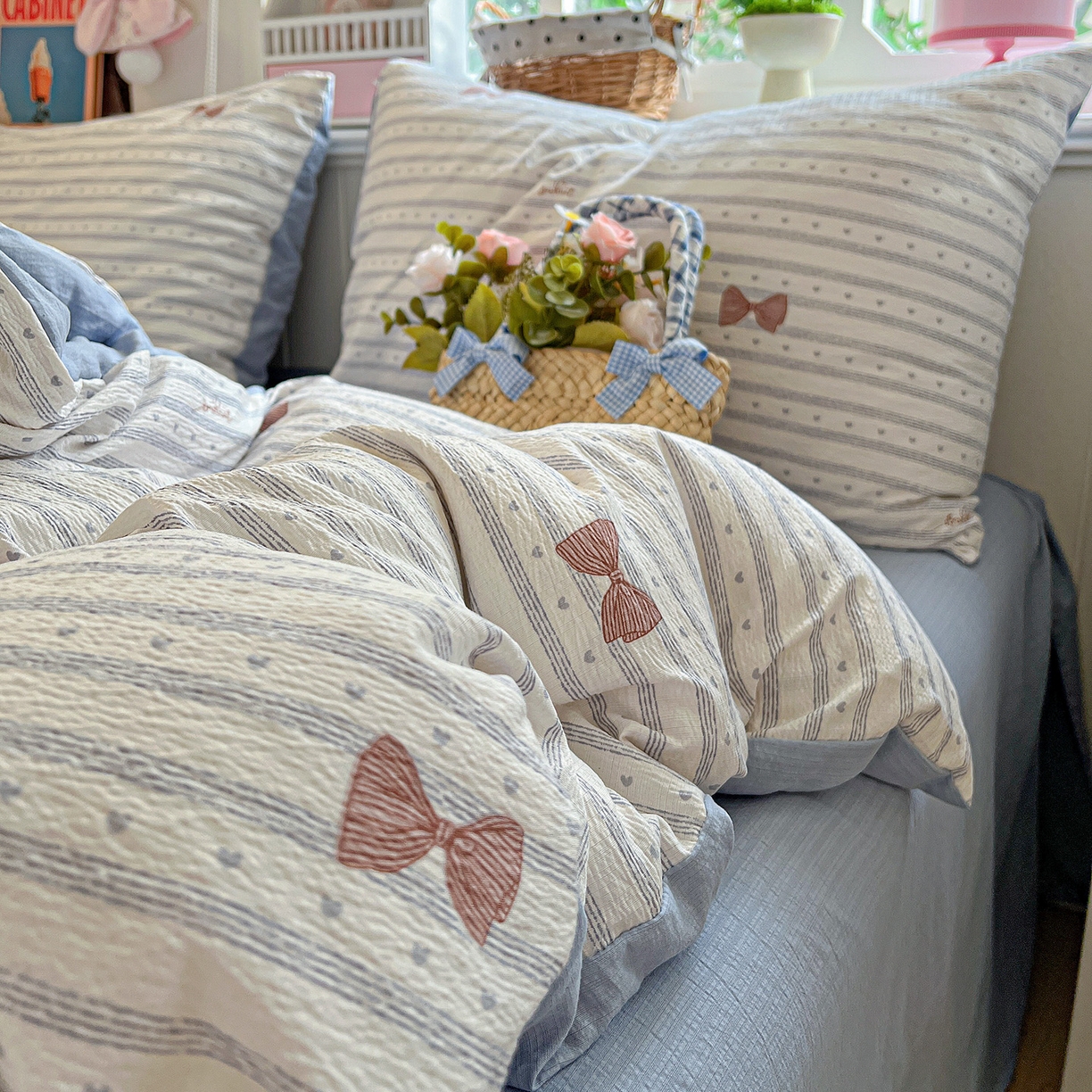 91家纺网 家纺一手货源 找家纺 N先生+V 13814689556 发大图/买家秀 2026春夏新款泡芙云感双层纱四件套 可颂