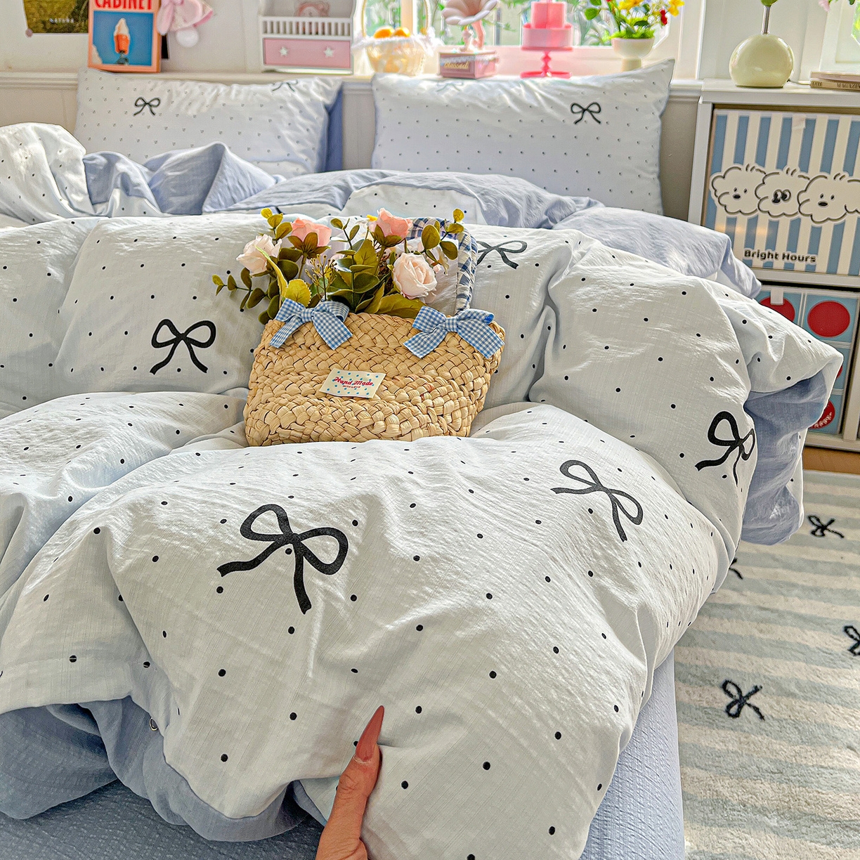 91家纺网 家纺一手货源 找家纺 （总）N先生+V 13814689556 发大图/买家秀 2026春夏新款泡芙云感双层纱四件套