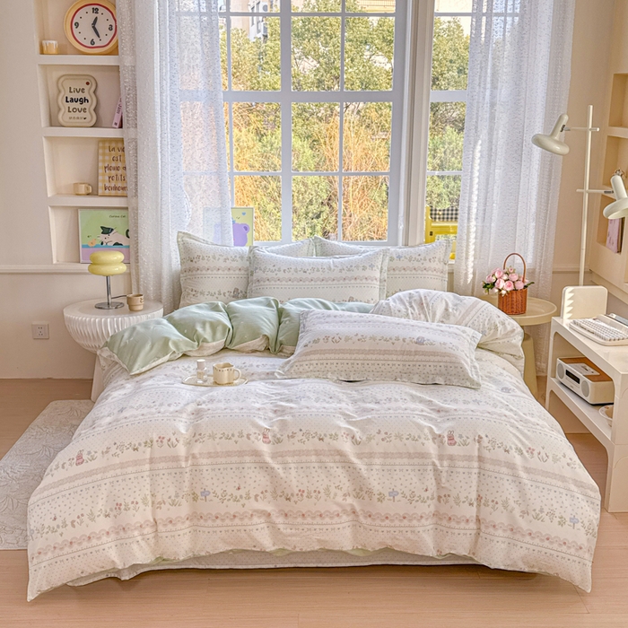 91家纺网 家纺一手货源 找家纺 禧安居 2025新款高支高密活性印染全棉印花四件套全棉四件套三件套被套（支持定制尺寸）丛林夏梦