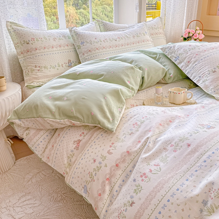 91家纺网 家纺一手货源 找家纺 禧安居 2025新款高支高密活性印染全棉印花四件套全棉四件套三件套被套（支持定制尺寸）丛林夏梦