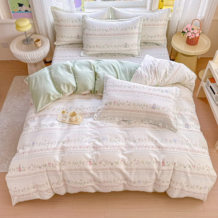 91家纺网 家纺一手货源 找家纺 禧安居 2025新款高支高密活性印染全棉印花四件套全棉四件套三件套被套（支持定制尺寸）丛林夏梦