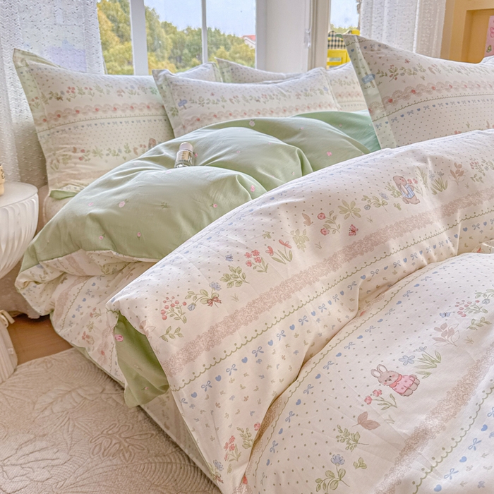 禧安居 2025新款高支高密活性印染全棉印花四件套全棉四件套三件套被套（支持定制尺寸）丛林夏梦