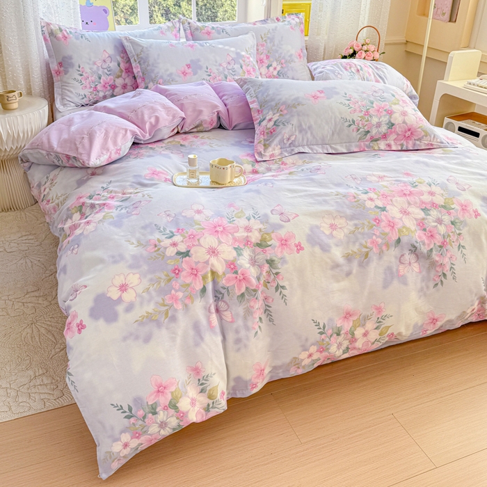 91家纺网 家纺一手货源 找家纺 禧安居 2025新款高支高密活性印染全棉印花四件套全棉四件套三件套被套（支持定制尺寸）蝶恋花