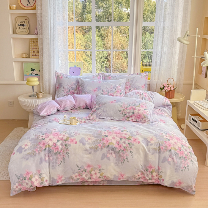 91家纺网 家纺一手货源 找家纺 禧安居 2025新款高支高密活性印染全棉印花四件套全棉四件套三件套被套（支持定制尺寸）蝶恋花