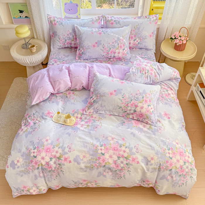 91家纺网 家纺一手货源 找家纺 禧安居 2025新款高支高密活性印染全棉印花四件套全棉四件套三件套被套（支持定制尺寸）蝶恋花