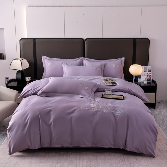 91家纺网 家纺一手货源 找家纺 （总）森林雨 【素-凝绣】2026新款133x76高精密刺绣100%全棉四件套