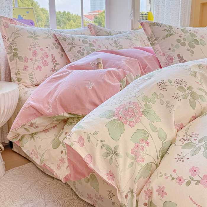 禧安居 2025新款高支高密活性印染全棉印花四件套全棉四件套三件套被套（支持定制尺寸）花春城