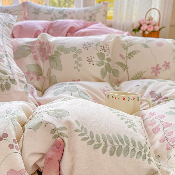 91家纺网 家纺一手货源 找家纺 禧安居 2025新款高支高密活性印染全棉印花四件套全棉四件套三件套被套（支持定制尺寸）花春城