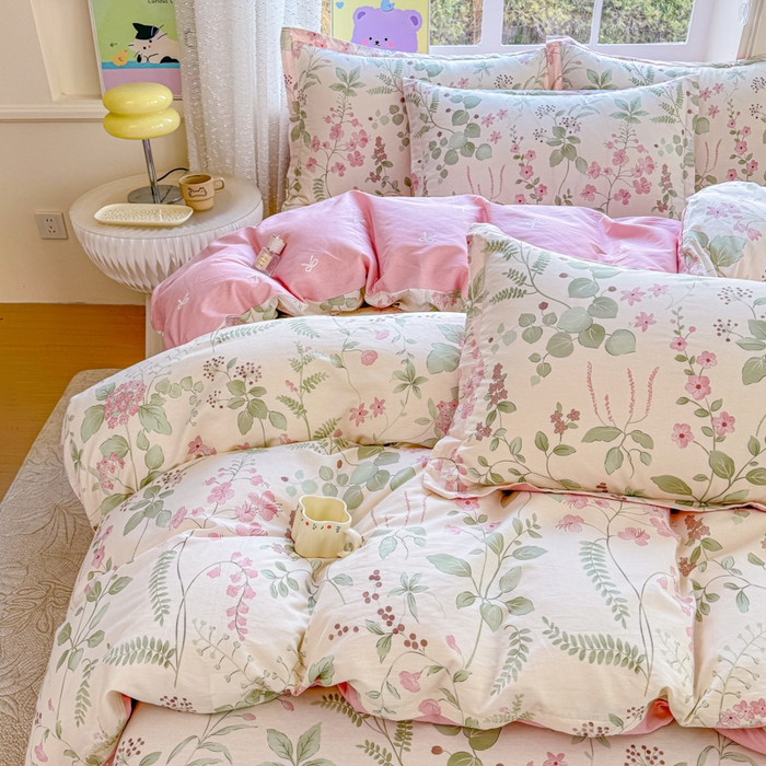 91家纺网 家纺一手货源 找家纺 禧安居 2025新款高支高密活性印染全棉印花四件套全棉四件套三件套被套（支持定制尺寸）花春城