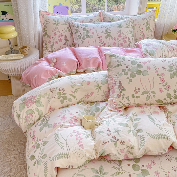 91家纺网 家纺一手货源 找家纺 禧安居 2025新款高支高密活性印染全棉印花四件套全棉四件套三件套被套（支持定制尺寸）花春城