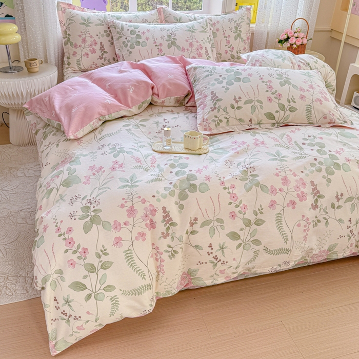 91家纺网 家纺一手货源 找家纺 禧安居 2025新款高支高密活性印染全棉印花四件套全棉四件套三件套被套（支持定制尺寸）花春城