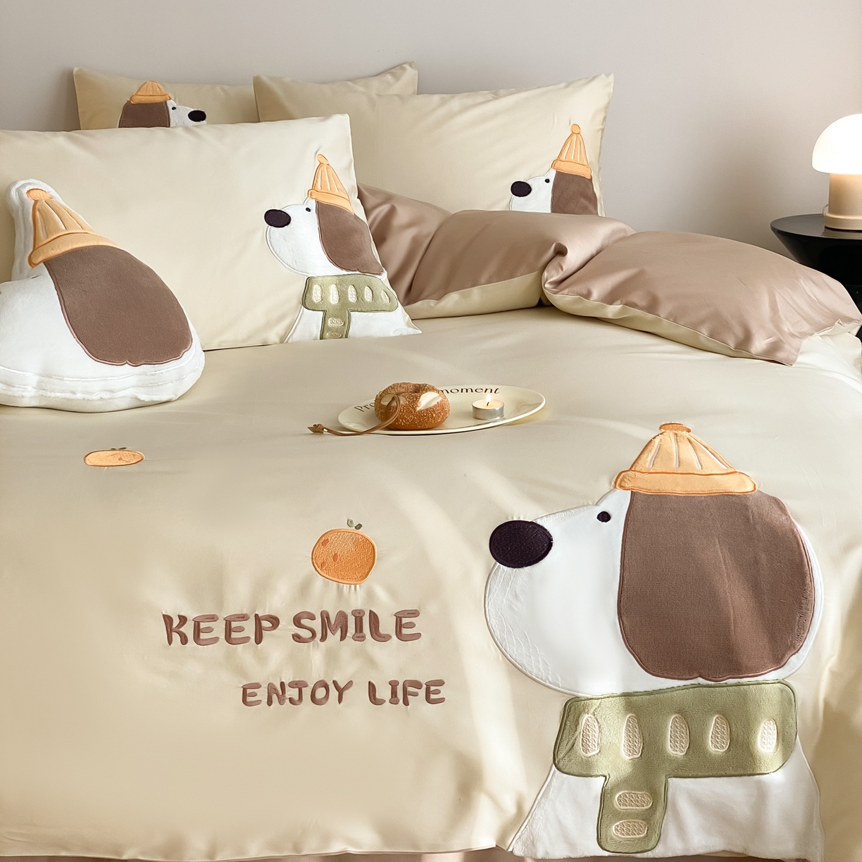 91家纺网 家纺一手货源 找家纺 （总）云栖家居 2026全棉50支100S刺绣卡通四件套-大耳修狗