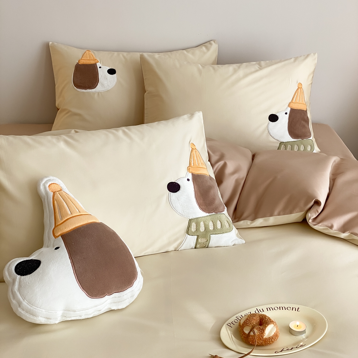 91家纺网 家纺一手货源 找家纺 （总）云栖家居 2026全棉50支100S刺绣卡通四件套-大耳修狗