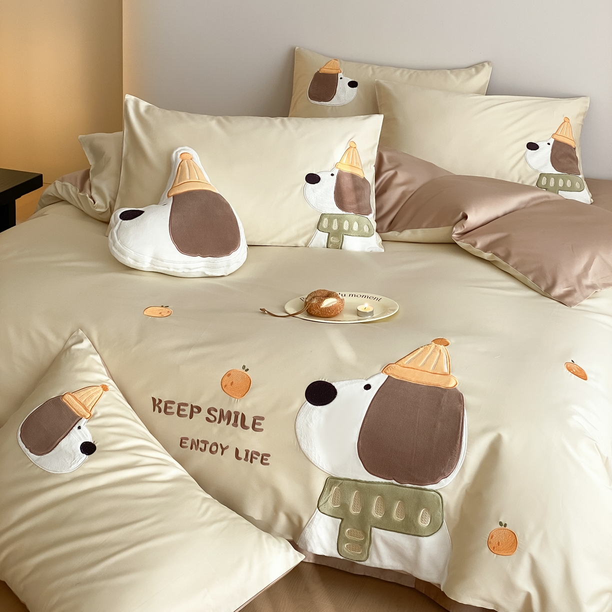 91家纺网 家纺一手货源 找家纺 （总）云栖家居 2026全棉50支100S刺绣卡通四件套-大耳修狗