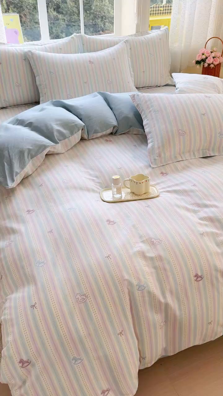 91家纺网 家纺一手货源 找家纺 禧安居 2025新款高支高密活性印染全棉印花四件套全棉四件套三件套被套（支持定制尺寸）马上有钱