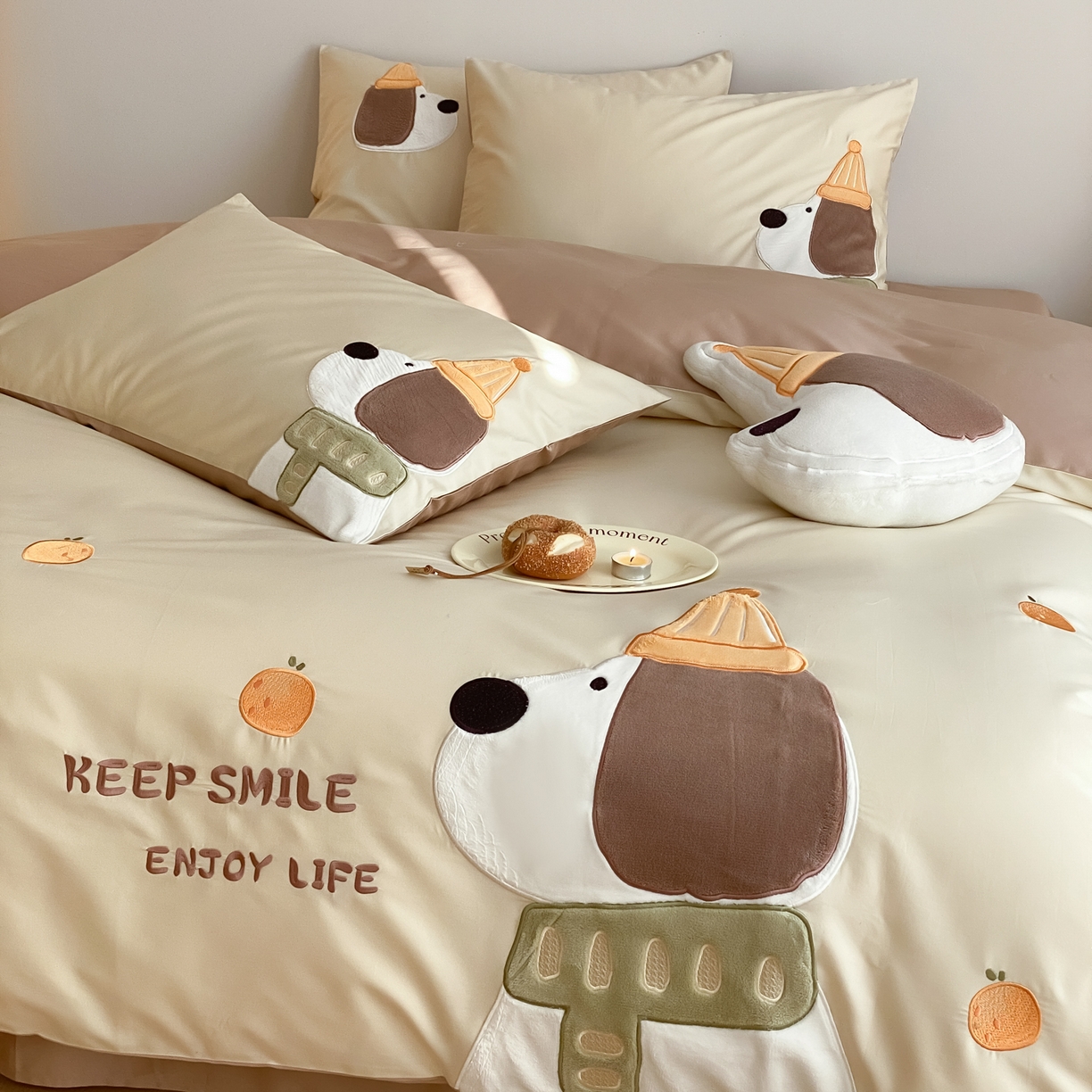 91家纺网 家纺一手货源 找家纺 （总）云栖家居 2026全棉50支100S刺绣卡通四件套-大耳修狗