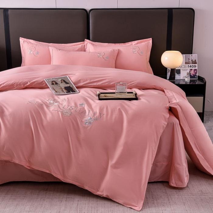 91家纺网 家纺一手货源 找家纺 （总）森林雨 【素-凝绣】2026新款133x76高精密刺绣100%全棉四件套