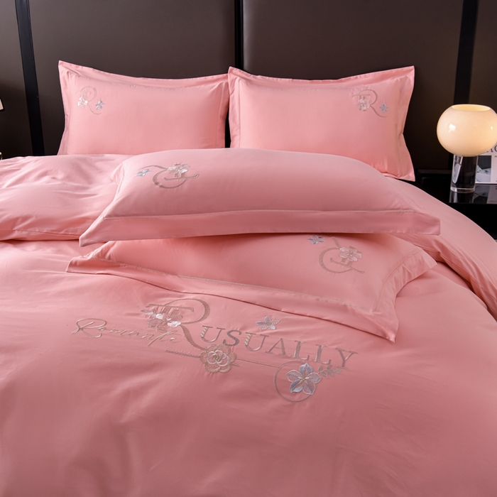 91家纺网 家纺一手货源 找家纺 （总）森林雨 【素-凝绣】2026新款133x76高精密刺绣100%全棉四件套