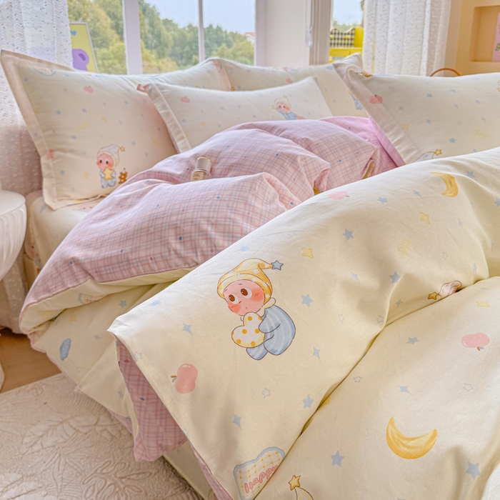 禧安居 2025新款高支高密活性印染全棉印花四件套全棉四件套三件套被套（支持定制尺寸）星辰入梦