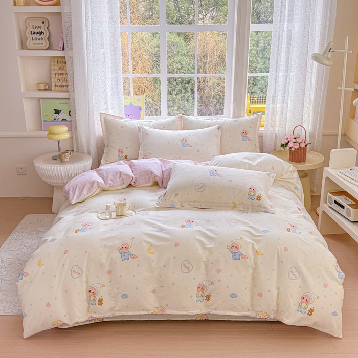 91家纺网 家纺一手货源 找家纺 禧安居 2025新款高支高密活性印染全棉印花四件套全棉四件套三件套被套（支持定制尺寸）星辰入梦