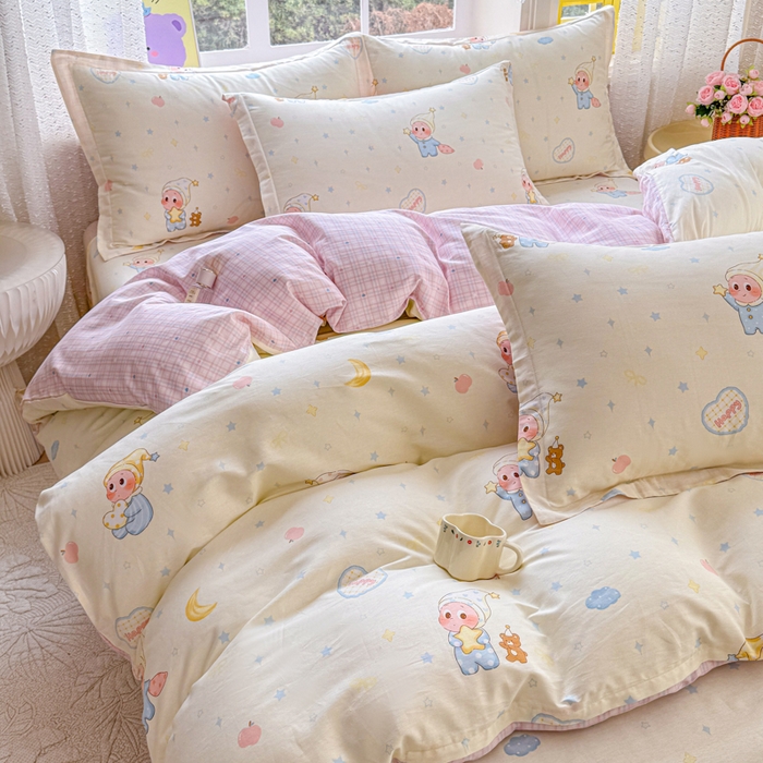 91家纺网 家纺一手货源 找家纺 禧安居 2025新款高支高密活性印染全棉印花四件套全棉四件套三件套被套（支持定制尺寸）星辰入梦