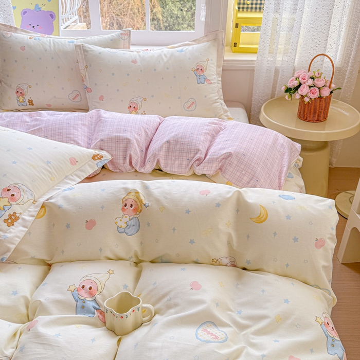 91家纺网 家纺一手货源 找家纺 禧安居 2025新款高支高密活性印染全棉印花四件套全棉四件套三件套被套（支持定制尺寸）星辰入梦