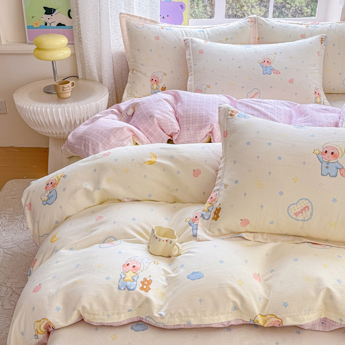 91家纺网 家纺一手货源 找家纺 禧安居 2025新款高支高密活性印染全棉印花四件套全棉四件套三件套被套（支持定制尺寸）星辰入梦