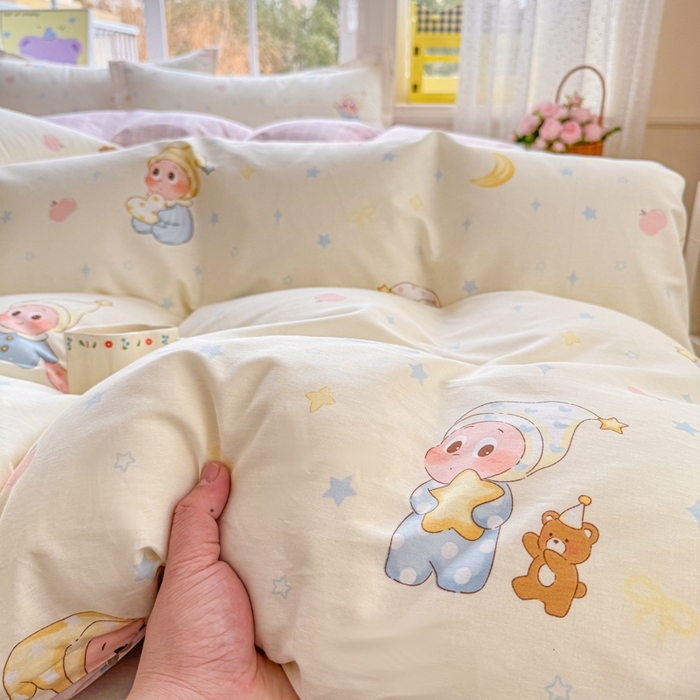 91家纺网 家纺一手货源 找家纺 禧安居 2025新款高支高密活性印染全棉印花四件套全棉四件套三件套被套（支持定制尺寸）星辰入梦