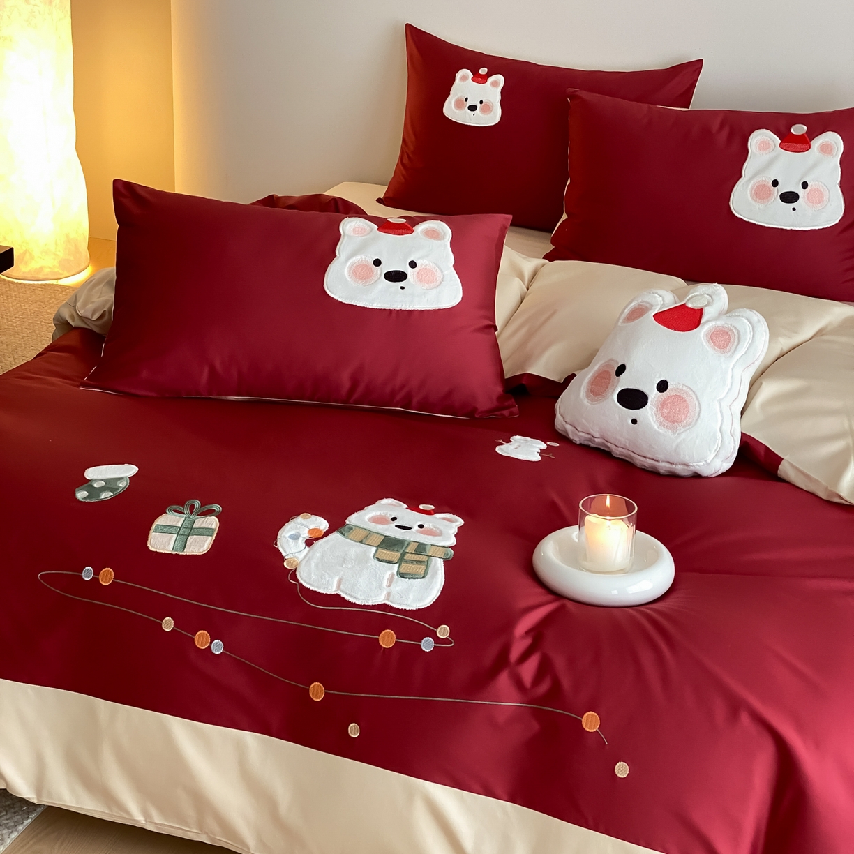 91家纺网 家纺一手货源 找家纺 （总）云栖家居 2026新款50支全棉100S卡通刺绣四件套-小狗团子