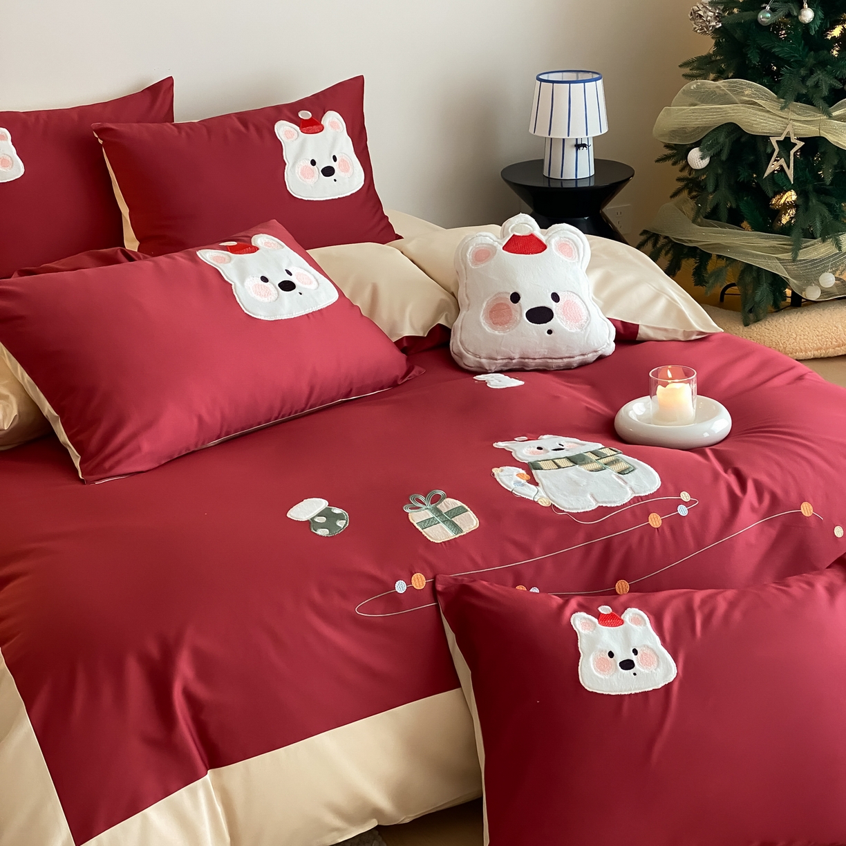 91家纺网 家纺一手货源 找家纺 （总）云栖家居 2026新款50支全棉100S卡通刺绣四件套-小狗团子