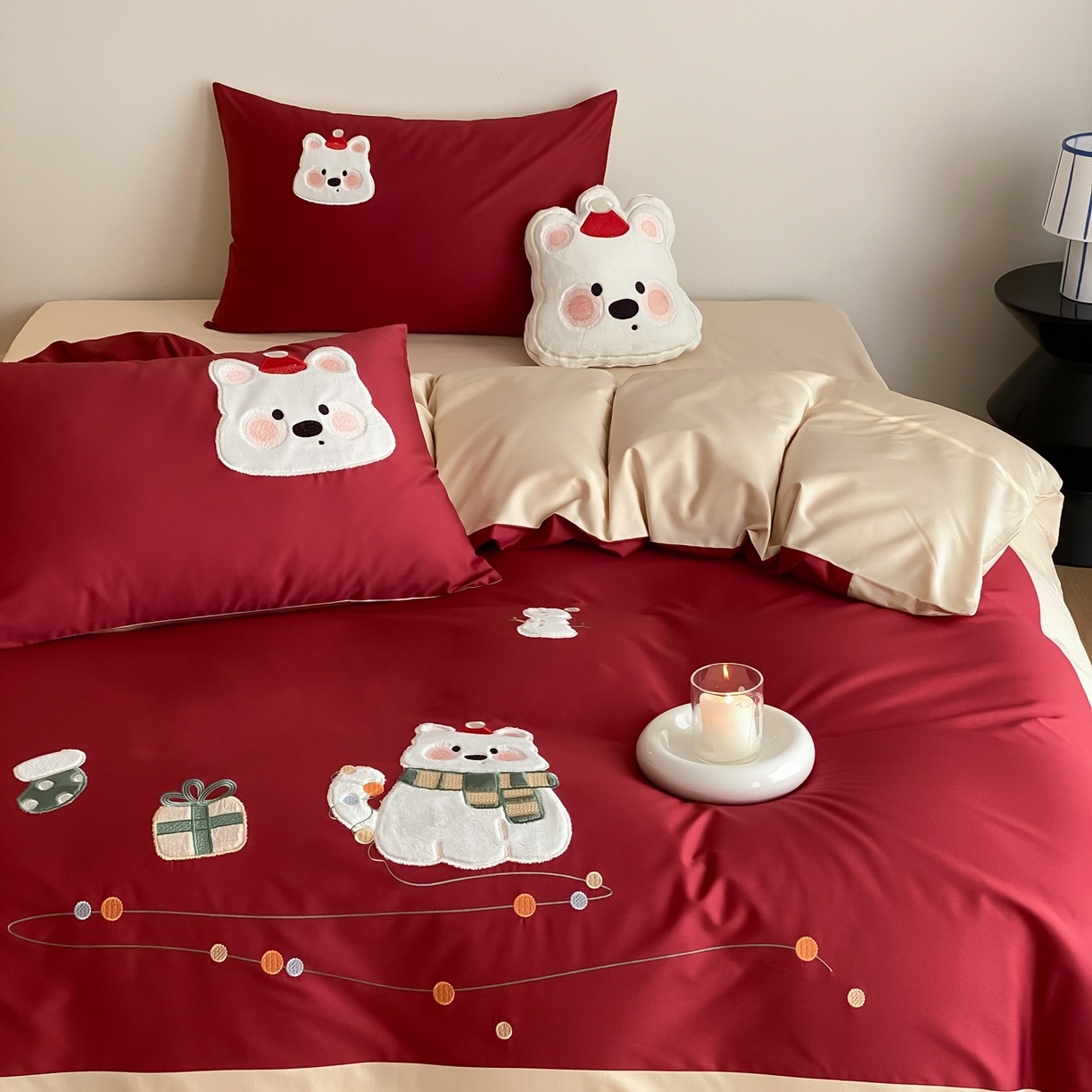 91家纺网 家纺一手货源 找家纺 （总）云栖家居 2026新款50支全棉100S卡通刺绣四件套-小狗团子