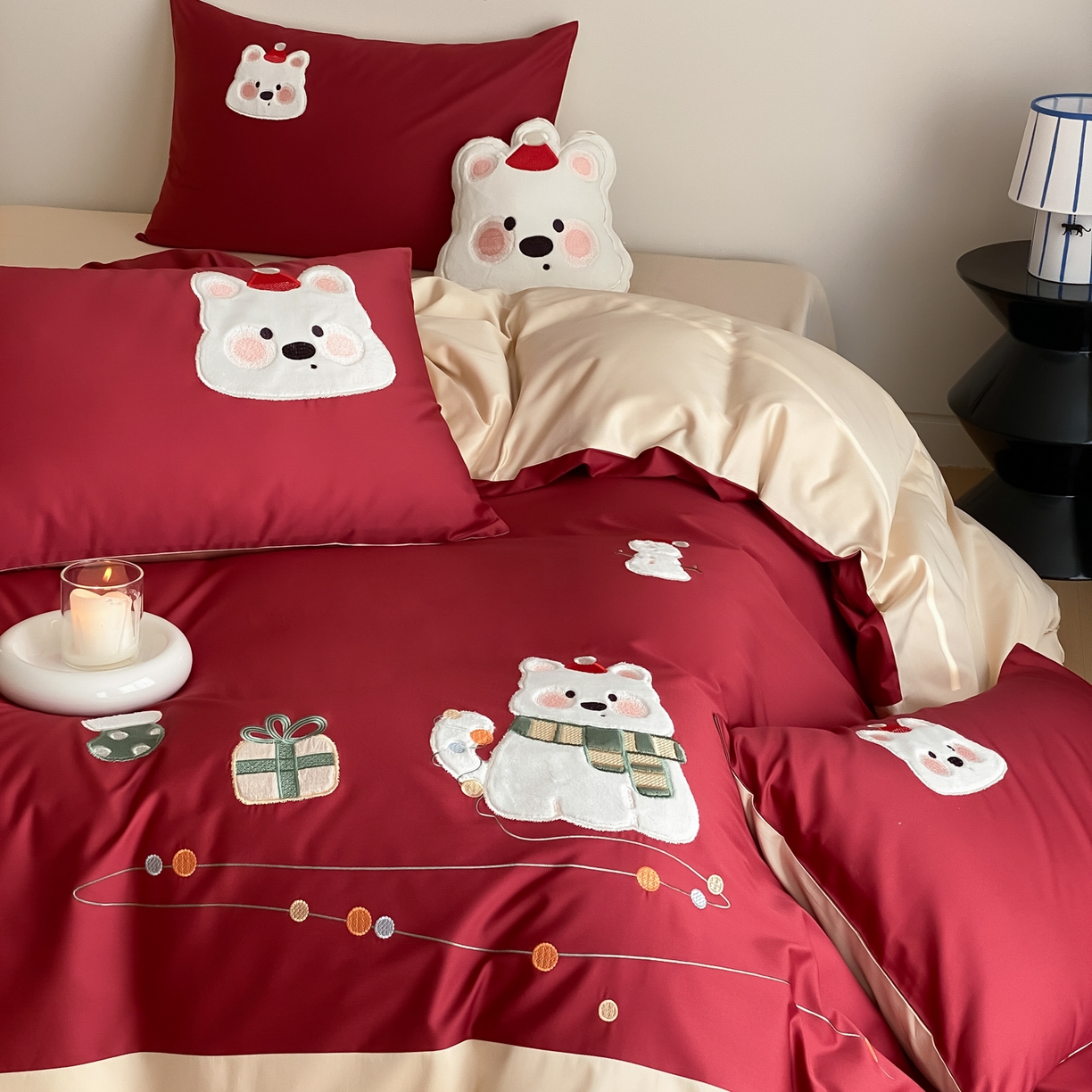 91家纺网 家纺一手货源 找家纺 （总）云栖家居 2026新款50支全棉100S卡通刺绣四件套-小狗团子