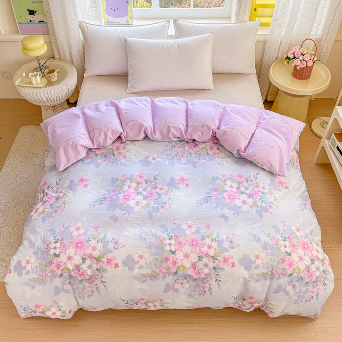 91家纺网 家纺一手货源 找家纺 禧安居 2025新款高支高密活性印染全棉被套单被套（支持定制尺寸）蝶恋花